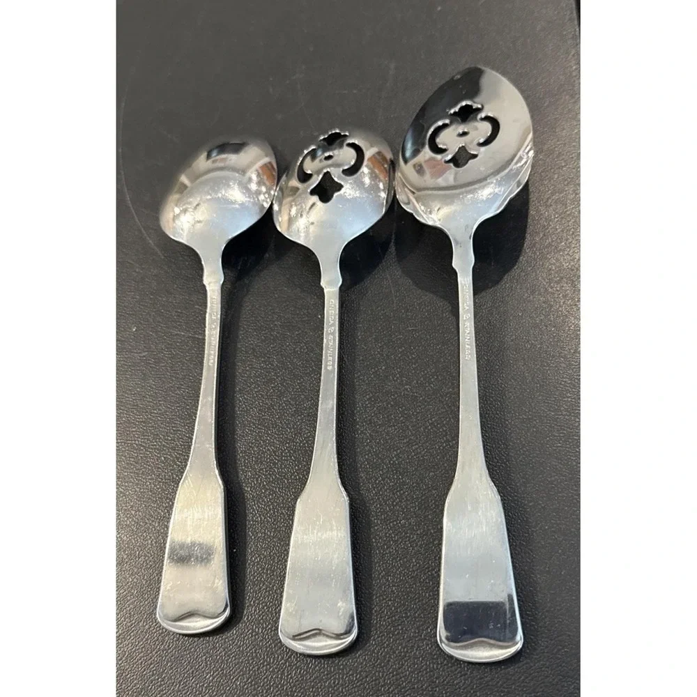 Oneida Cube Sandhurst Serving Set Spoon Pie Stainless Steel Flatware Set Of 3